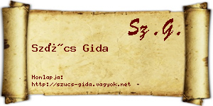 Szűcs Gida névjegykártya